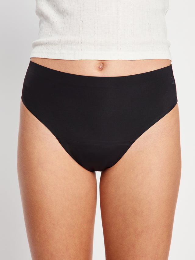 Bas de bikini échancré sans couture adolescent modéré noir