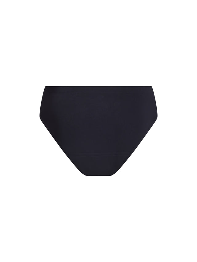 Bas de bikini échancré sans couture adolescent modéré noir