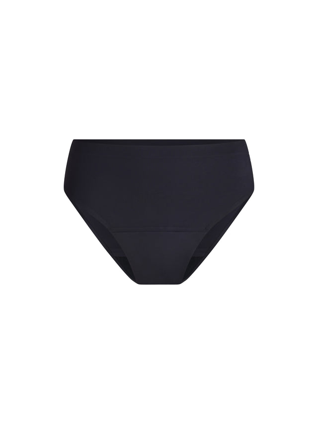 Bas de bikini échancré sans couture adolescent modéré noir