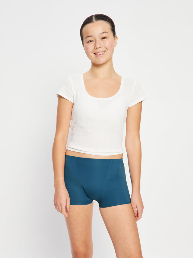 Shorty garçon sans coutures bleu sarcelle couvrant