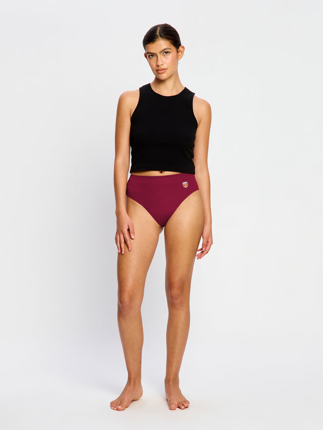 West Ham United Women X Modibodi Nahtloser High Waist Cheeky Brief Moderate Kastanienbraun