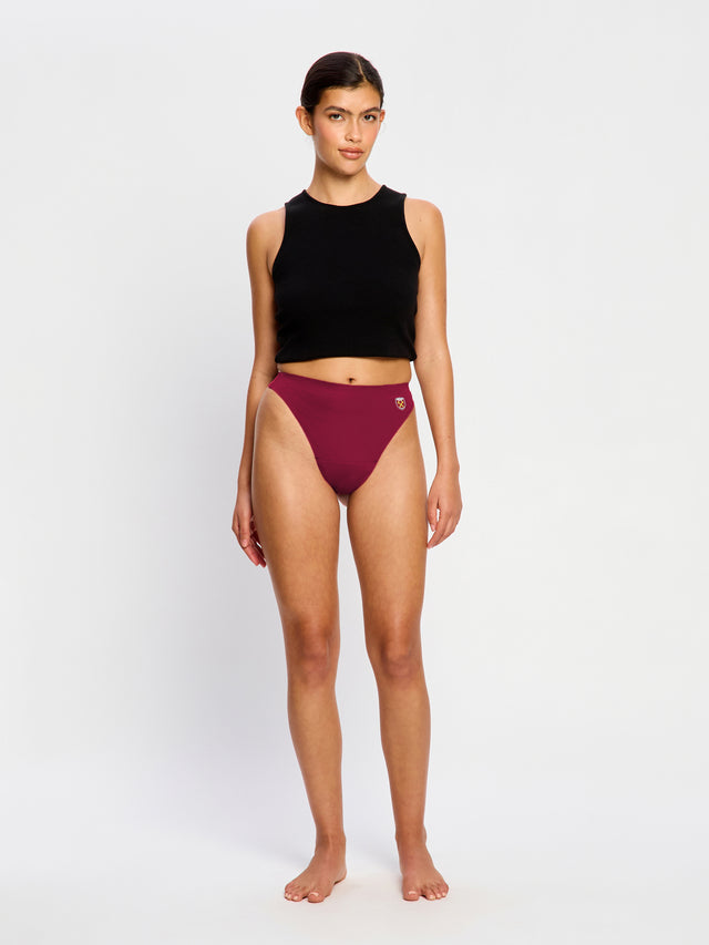 West Ham United Women X Modibodi Nahtloser Tanga mit hoher Taille Helles Kastanienbraun