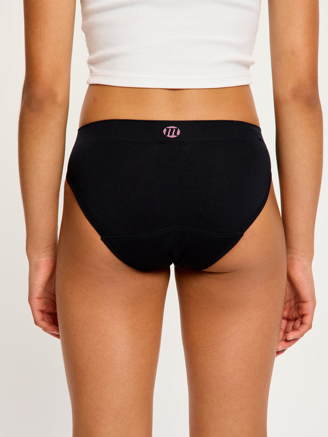 Pack de 3 bikinis taille basse sans coutures extensibles soyeux ado flux moyen Noir