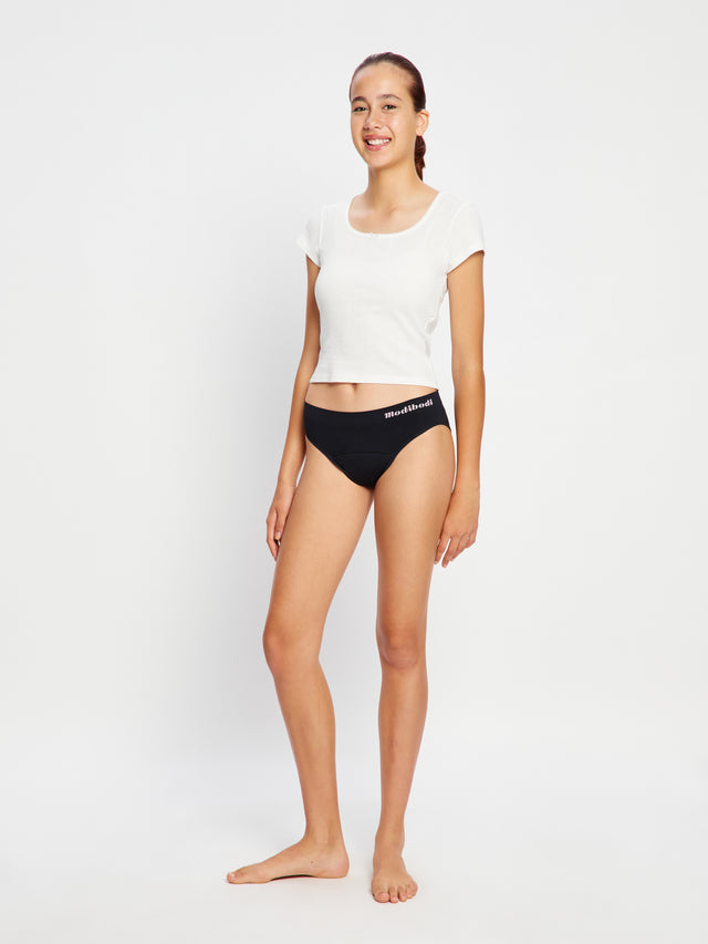 ModiComfort Nahtloser Teen Hipster Bikini Moderat Schwarz 3er-Pack