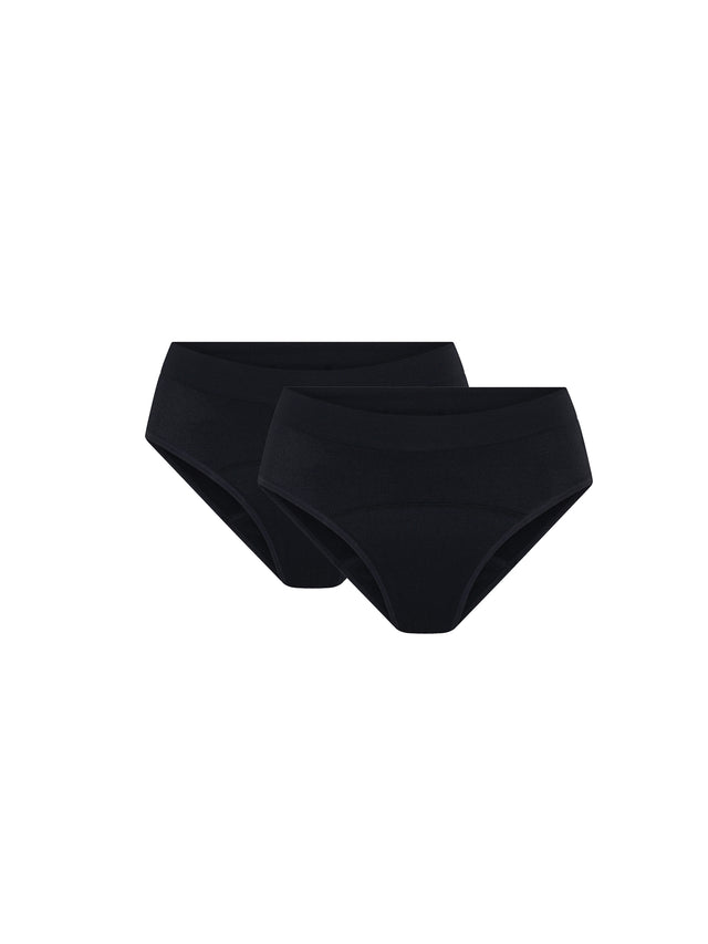 Teen Soft Stretch Seamless Hipster Bikini 2er-Pack Moderates Schwarz