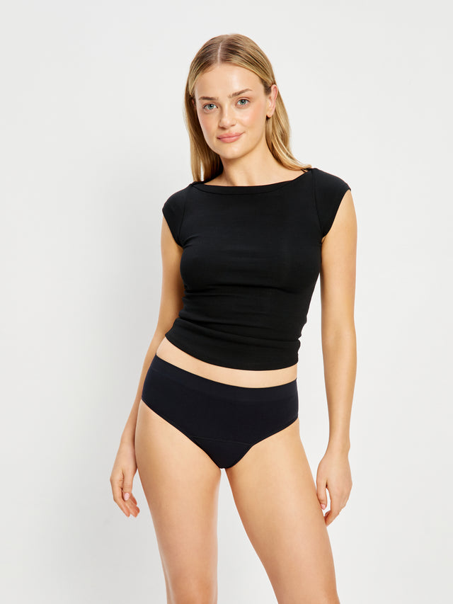 Soft Stretch Seamless Bikini Brief 2 Pack Moderate Black
