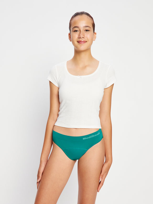 ModiComfort Nahtloser Teen Hipster Bikini Moderat Enchanted Green 2er-Pack