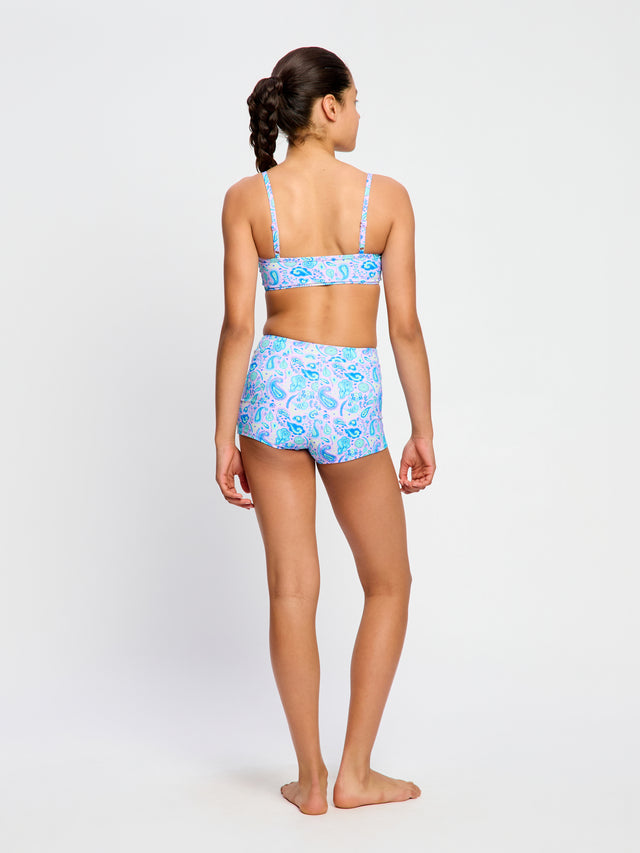Teen Swimwear Adjustable Crop Top Paisley Pink