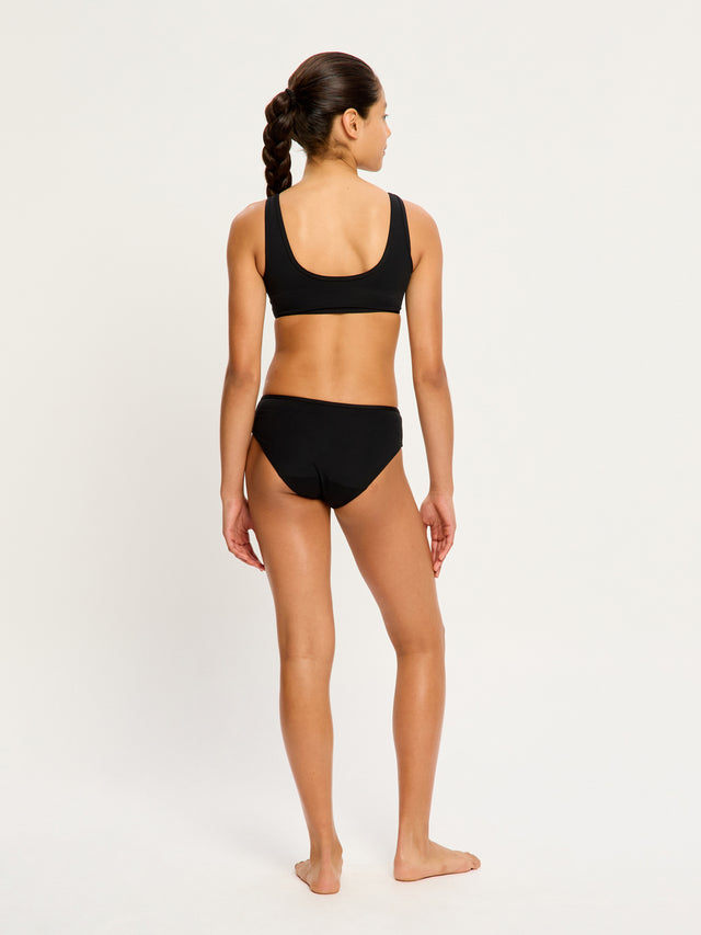 Maillot de bain pour adolescent, haut court noir