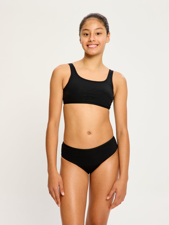 Maillot de bain pour adolescent, haut court noir