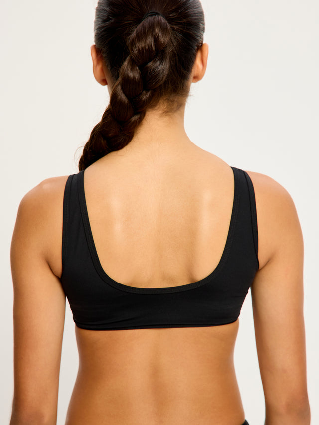 Maillot de bain pour adolescent, haut court noir