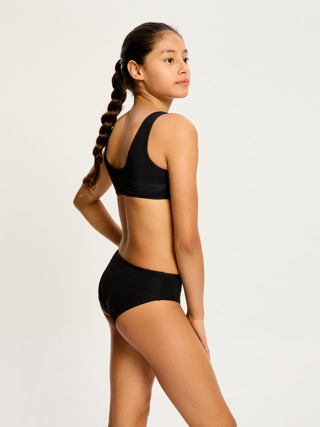 Maillot de bain pour adolescent, haut court noir
