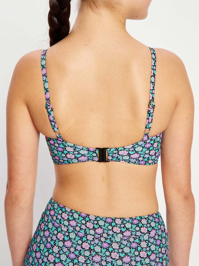 Teenager-Bademode: Bandeau-Crop-Top und High-Waist-Shorts, Luna Blossom, Schwarz