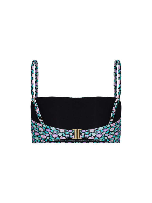 Teenager-Bademode: Bandeau-Crop-Top und High-Waist-Shorts, Luna Blossom, Schwarz