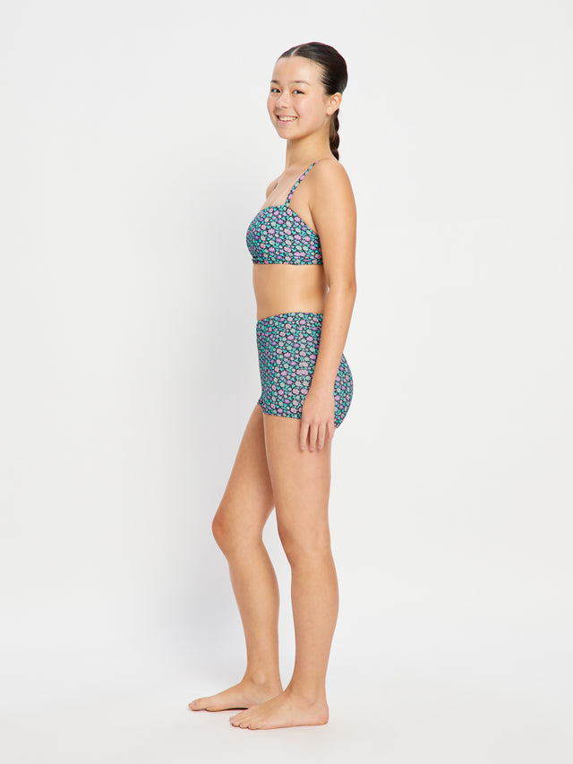 Teen Swimwear Bandeau Strap Crop Top Luna Blossom Black