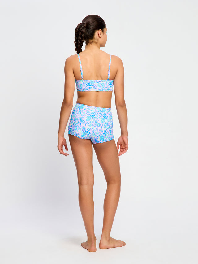 Short de maillot de bain ado taille haute flux ultra Rose Paisley