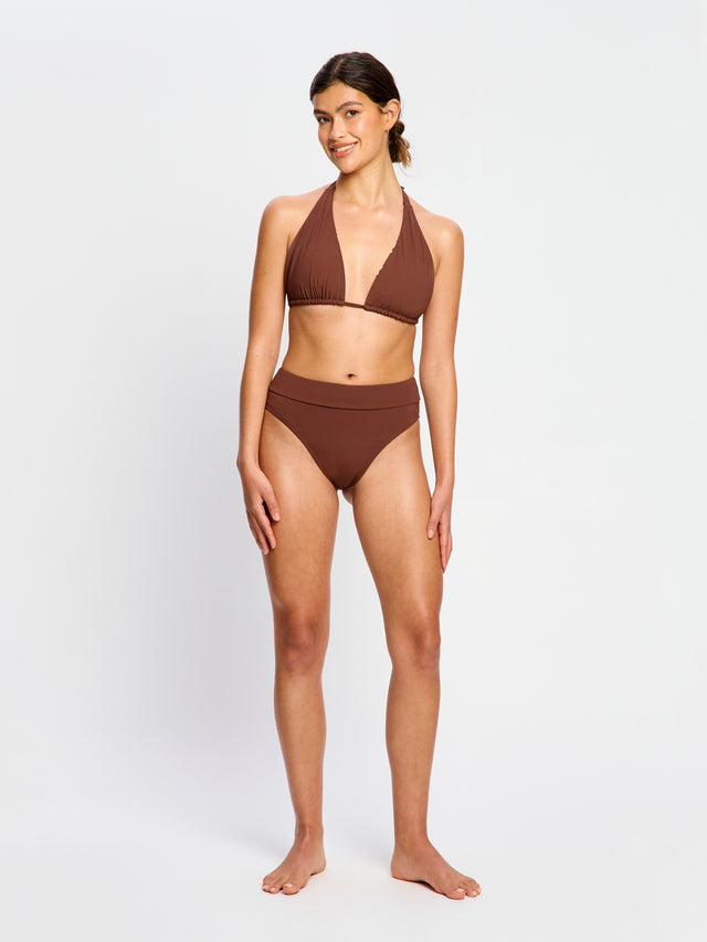 Swimwear Reversible Multiway Top Sea Swirl & Hi-Leg Bottom Chocolate