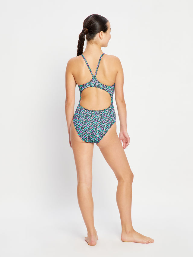 Maillot de bain une pièce ado Racer flux léger Vert Aqua Fusion