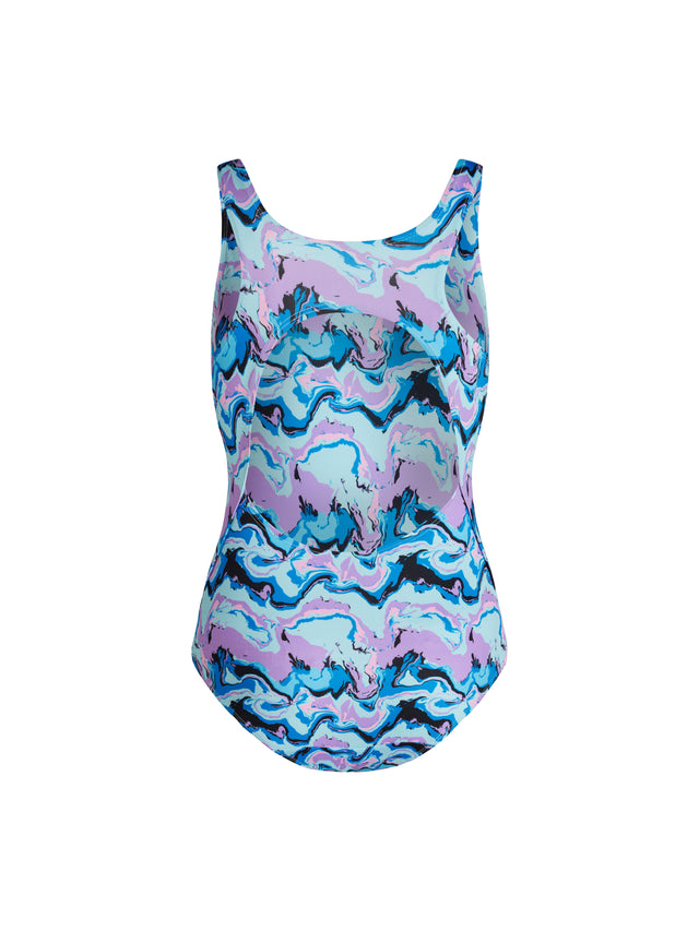 Teen Swimwear Performance Racerback One Piece Super Marble Blue