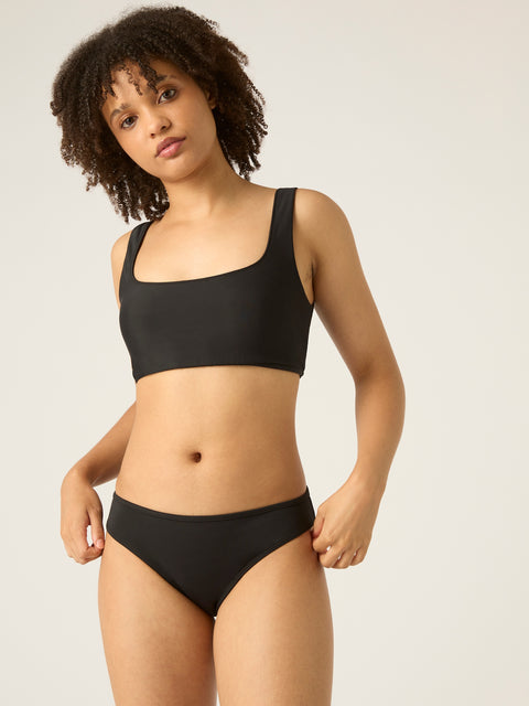 Period Swimwear - Menstrual Leakproof Bikini Bottoms - Black Mid Waisted Swim  Bottoms for Teens, Girls, Women 