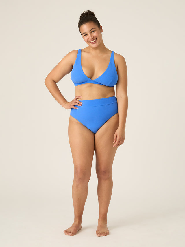 Bademode Soft Stretch Hi Waist Cheeky Brief Helles Ultramarinblau
