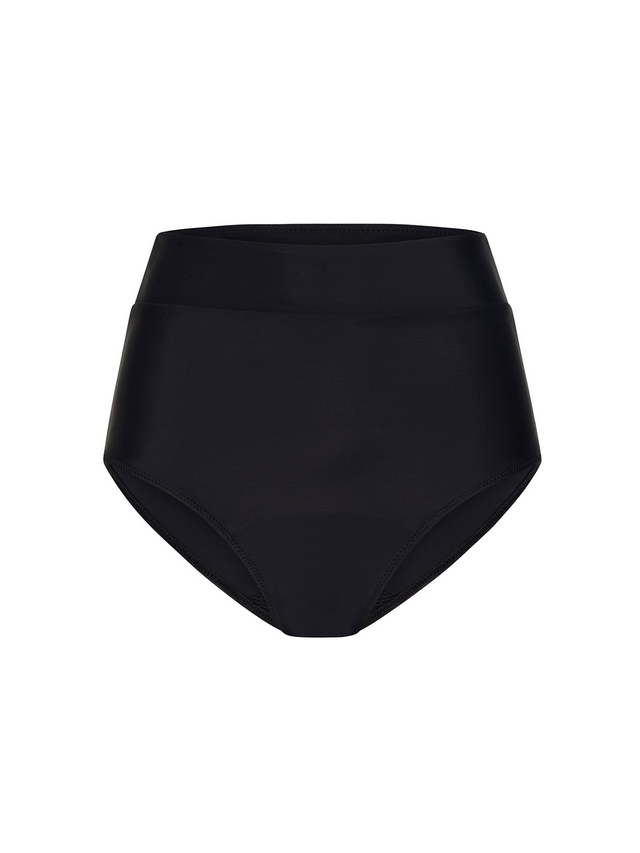Bademode Hi-Waist Bikinihose Hellschwarz