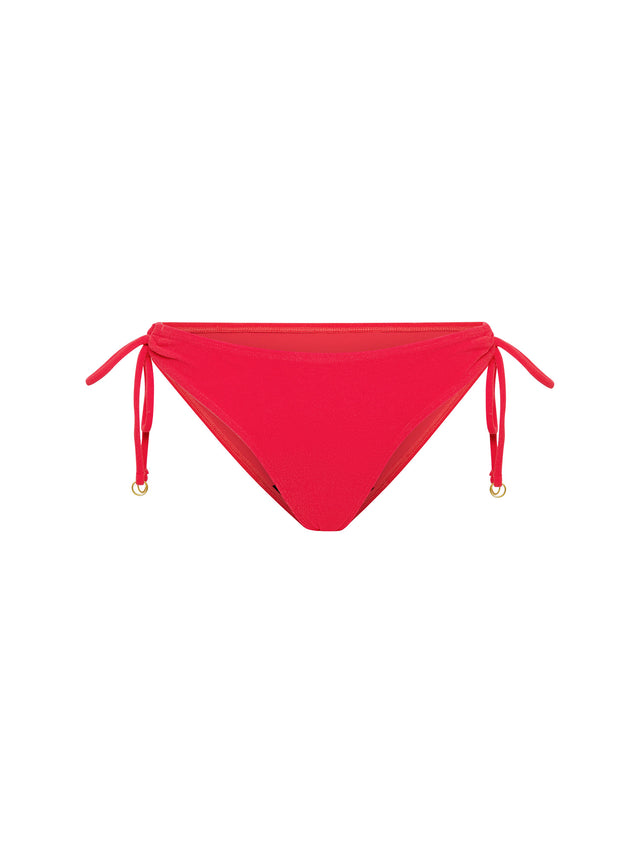 Bademode Weicher Stretch-Bikinislip mit seitlicher Schnürung Helles Glow Pink