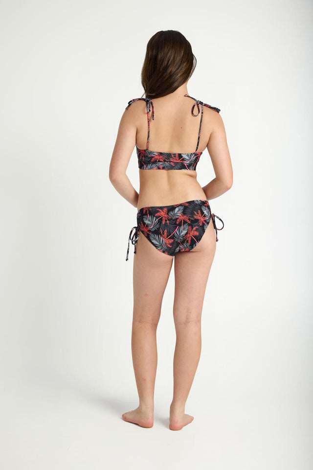 Teen Swimwear Bikinihose mit seitlicher Schnürung Super Jungle Palm Schwarz