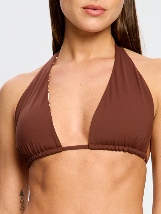 Maillot de bain réversible multi-positions haut et short chocolat