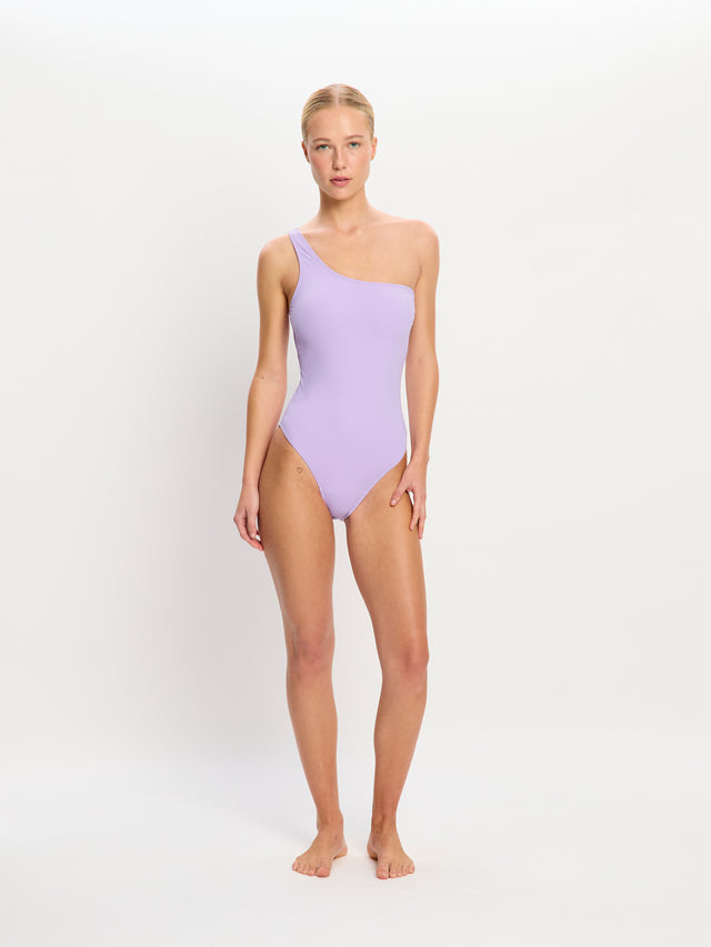 Bademode One-Shoulder Einteiler Helles Lavendel