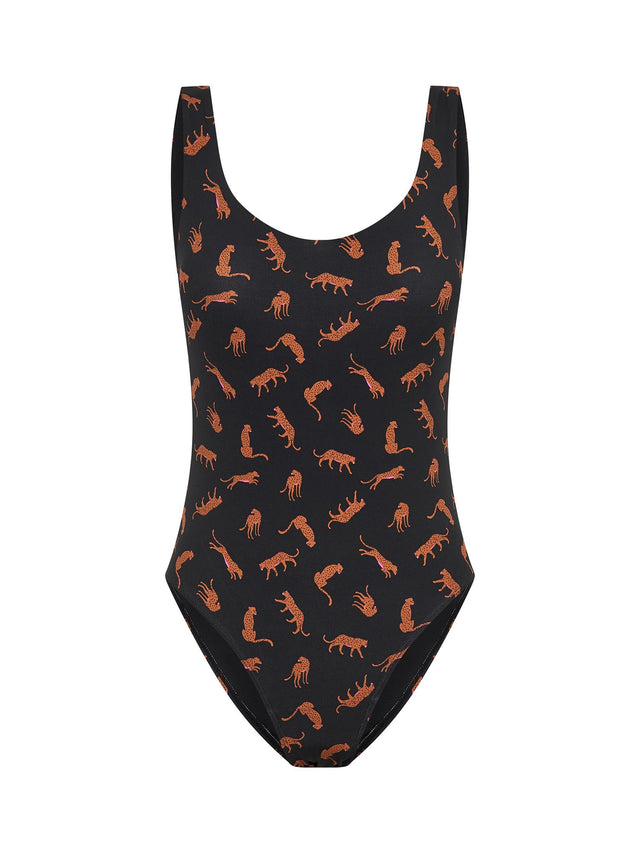 Teen Swimwear One Piece Super Cheetah Chase Black