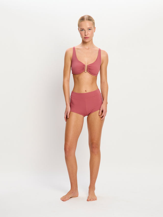 Molokai Swimwear Plunge Tie Back Top Mauve
