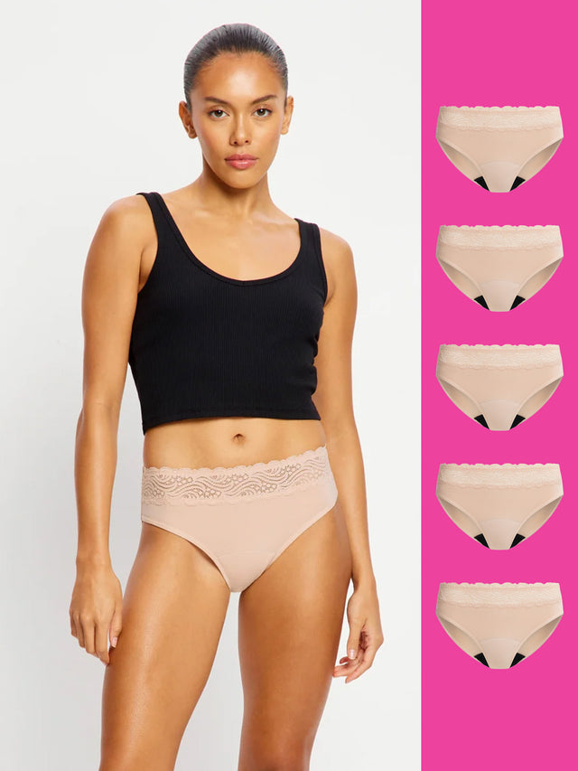 Sensual Hi Waist Bikini 5 Pack Cashew
