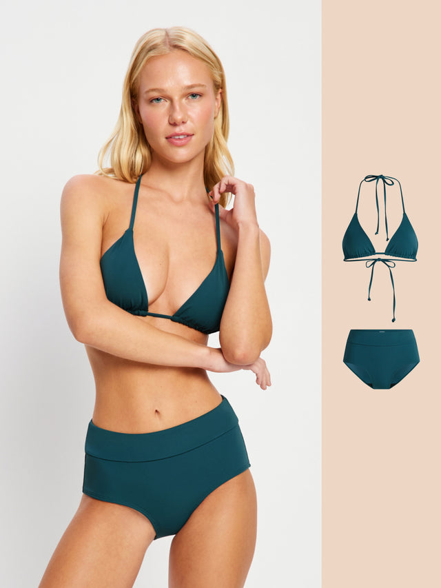 Teal Tide Perioden-Badeanzug-Set mit hoher Taille