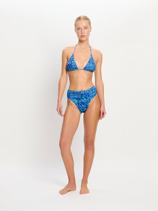 Bas de maillot de bain échancré Tidal flux ultra Bleu python