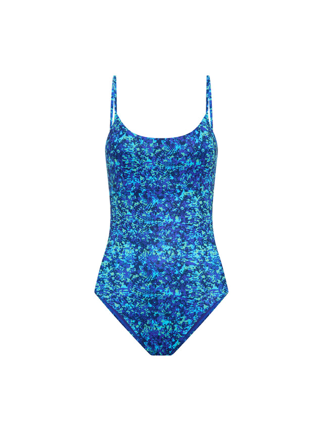 Tidal Swimwear String Back One Piece Light Python Blue